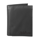 Personalised Men's RFID Blocking Leather Wallet – Custom Name Engraved Bifold Credit Card Holder, Slim Compact Black Wallet with ID Window – Gift for Him