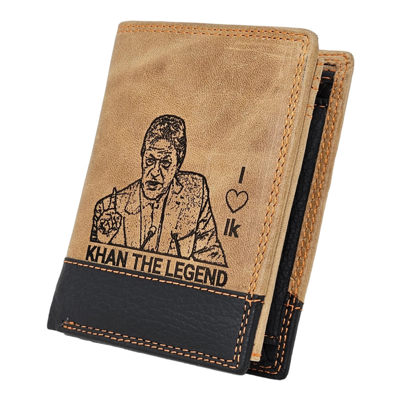 Khan The Legend Leather Wallet | RFID Blocking Mens Wallet (Tan Black