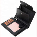 Personalised Men's RFID Blocking Leather Wallet – Custom Name Engraved Bifold Credit Card Holder, Slim Compact Black Wallet with ID Window – Gift for Him