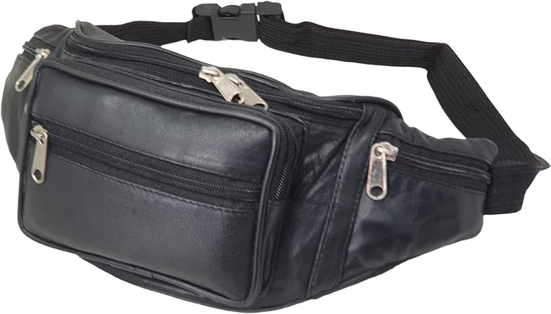RAS Unisex Leather Large Travel Money Pouch Waist Bum Bag Adjustable Belt Strap 1006