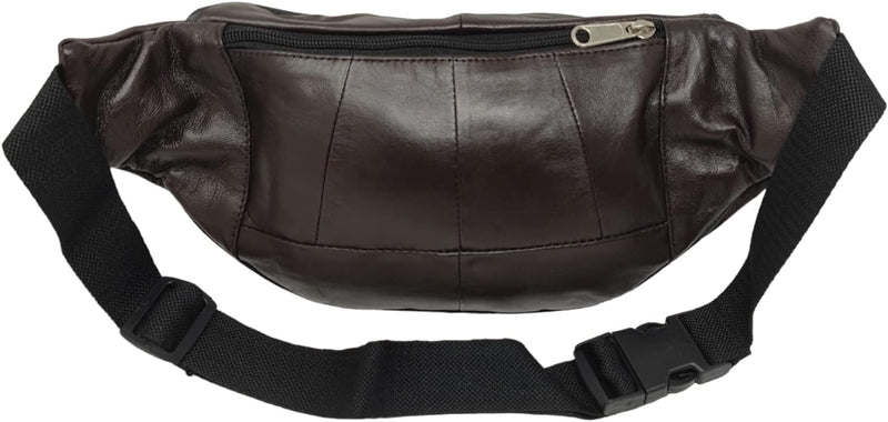 RAS Unisex Leather Large Travel Money Pouch Waist Bum Bag Adjustable Belt Strap 1006