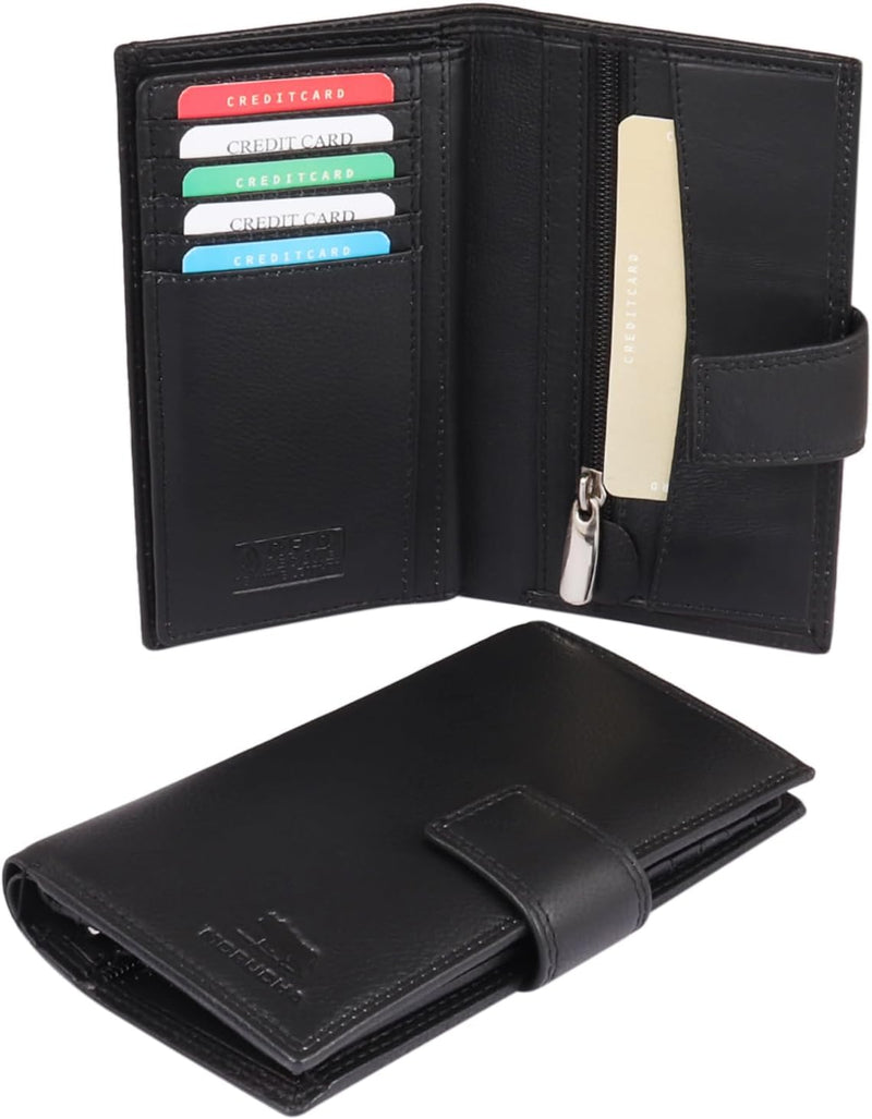 MORUCHA Clutch Wallet for Women Genuine Leather RFID Blocking High Capacity Cardholder M95