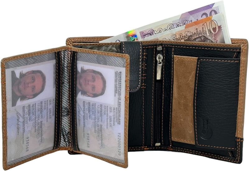 Khan The Legend Leather Wallet | RFID Blocking Mens Wallet (Tan Black