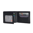 Morucha Mens Black RFID Blocking Wallet with External Quick Tap & Go Card Pocket Slim Genuine Leather Billfold 2 ID Card Holder Wallet M-130 Black