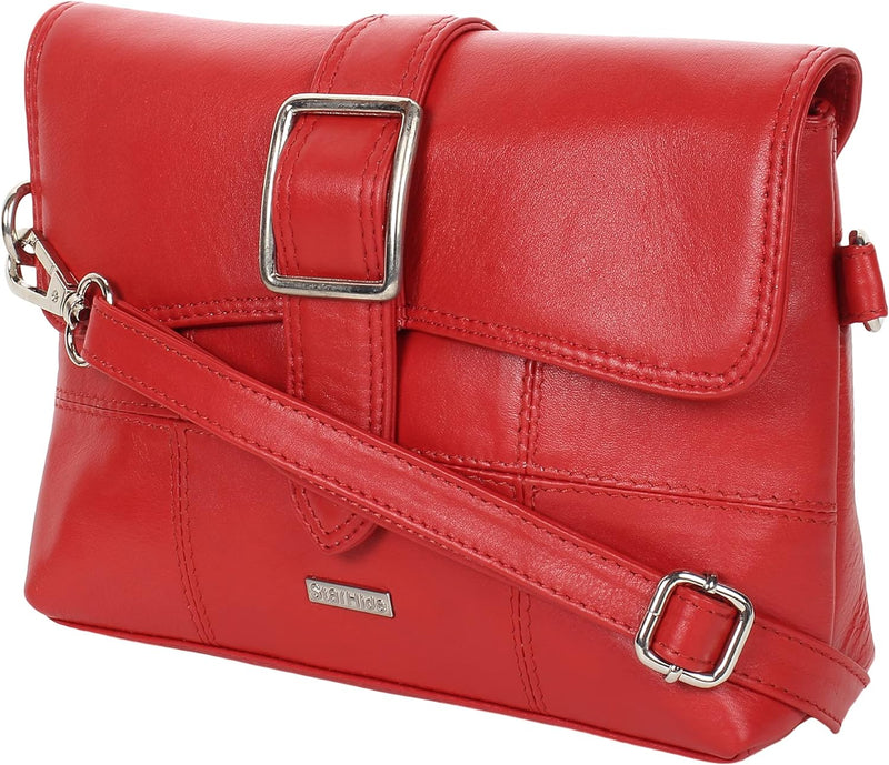 STARHIDE Women's Leather Cross Body Shoulder Bag with Front Buckle Closing Feature 5625