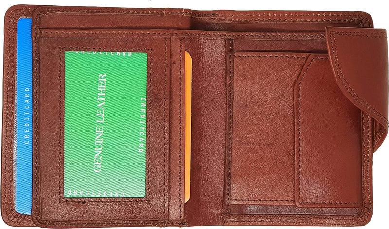 MORUCHA Mens RFID Blocking Genuine Leather Trifold Wallet Id Card Holder M50 (Brown)