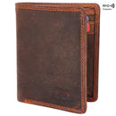 MORUCHA Mens RFID Blocking Compact Genuine Distressed Hunter Leather Trifold Wallet M45 Brown