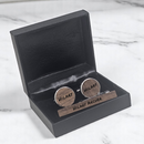 Personalised Cufflinks Tie Clip Gift Set Initials Walnut Wood Best Gift For Him