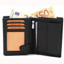 Personalised Men's RFID Blocking Leather Wallet – Custom Name Engraved Bifold Credit Card Holder, Slim Compact Black Wallet with ID Window – Gift for Him