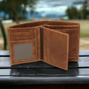 Personalized Wallet Men - RFID Blocking Wallet - Soft Tan Distressed Leather Billfold Wallet - Handmade Genuine Leather Wallet Purse