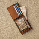 Personalised Man Leather RFID Blocking Real Distressed Leather Trifold Vintage Purse Coin Pocket ID Card Holder Wallets Gift Boxed 1055