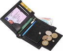 Engraved RFID Blocking Man Wallet Soft Leather ID Window Zip Pocket Coin Purse