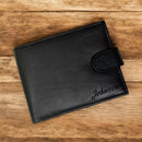 Mens Personalised Engraved Soft Black Leather Wallet Birthday Gift Dad Grandad