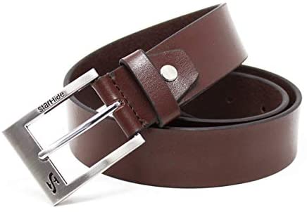 STARHIDE Mens Full Grain Real Leather Belt With Detachable Alloy Single Prong Buckle SB08