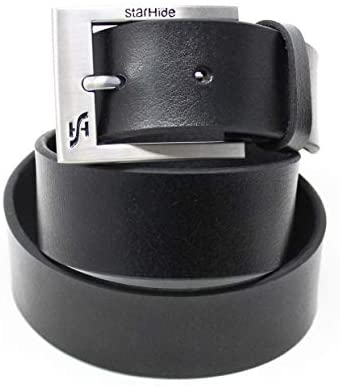 STARHIDE Mens Full Grain Real Leather Belt With Detachable Alloy Single Prong Buckle SB08