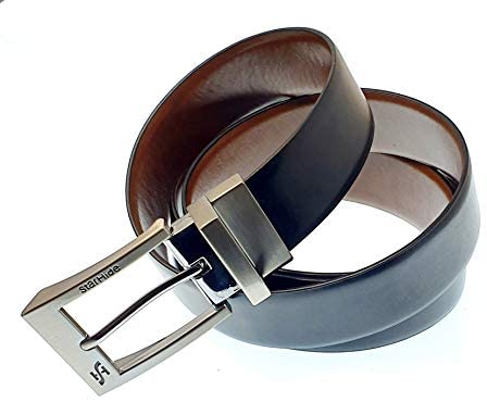 Starhide Mens Twist Reversible Black To Brown Leather Dress Belt 1.3" Wide With Removable Buckle Gift Box SB09