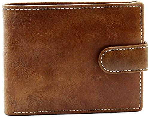 Topsum London RFID Blocking Mens Bifold Design Distressed Genuine Leather Coin Pocket Wallet 4019