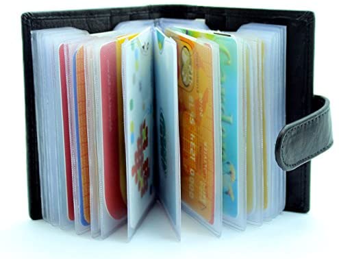 STARHIDE Soft Genuine Leather Compact Credit Debit Card Holder Case with Removable Plastic Sleeves 210