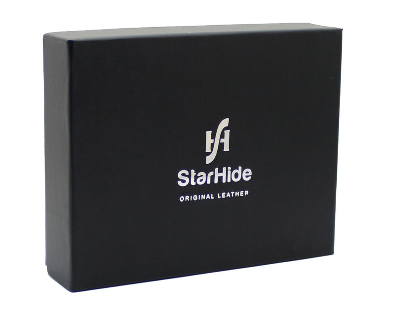 STARHIDE Mens Trifold Genuine Leather Multi Card Capacity Wallet 1085 (Black)