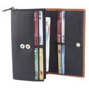 STARHIDE Womens RFID Blocking Soft Real Nappa Leather Long Flap Over Purse Multi Credit Card Holder 5505