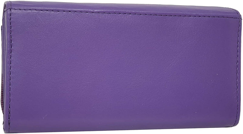 STARHIDE Ladies Soft Genuine Leather Flap Over Purse Multi Credit Card Slots 5510
