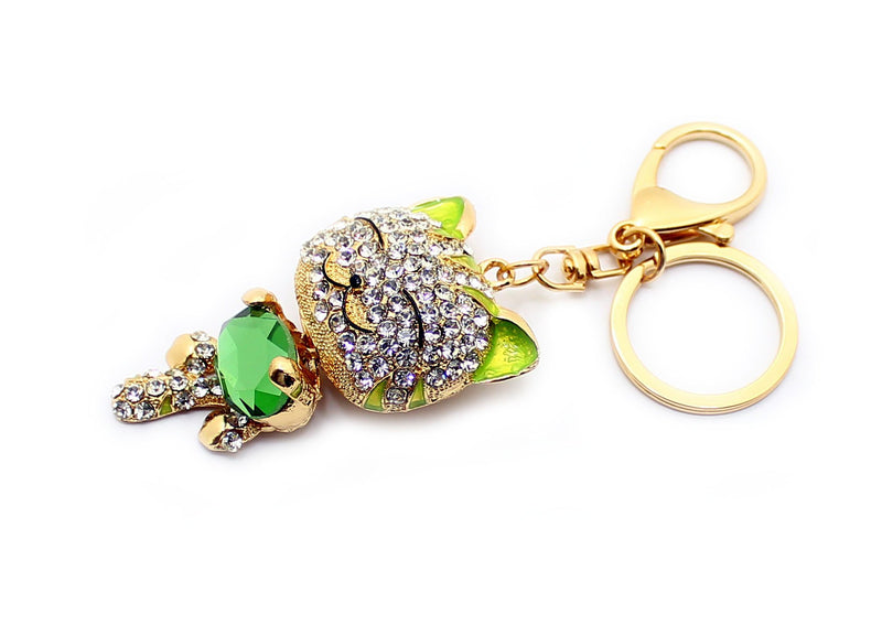 Cute Sparkling Crystal Diamantee Stone Charm Keyring for Womens Bags Car Keys