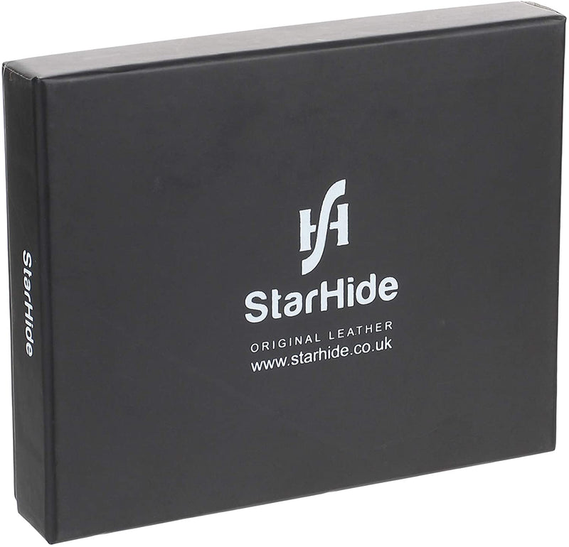 STARHIDE Ladies RFID Blocking Genuine Leather Clutch Wallet with Side Zipped Coin Pouch Gift Boxed Wallet for Women 5525