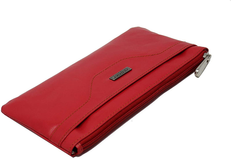 STARHIDE Girls Women RFID Blocking Slim Thin Money Pouch Genuine Leather Credit Card and ID Holder Zipper Wallet 640