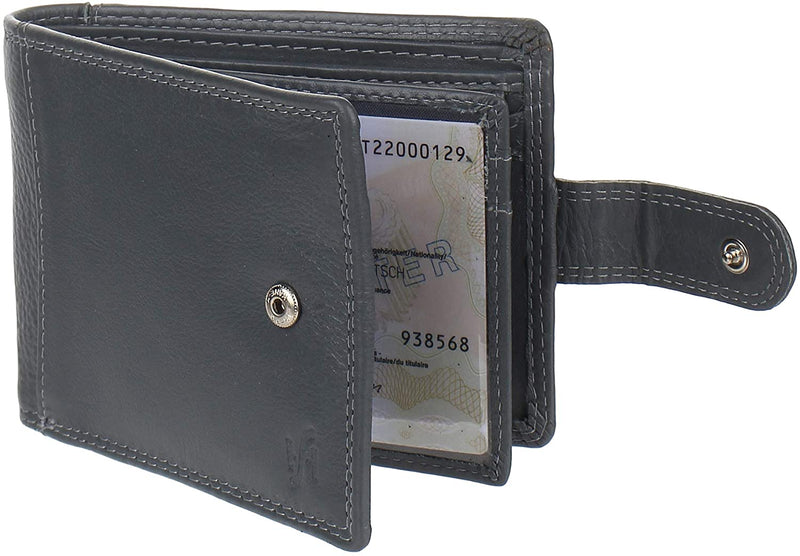 Mens RFID Blocking Tap and Go Wallets Genuine Leather Notecase Wallet Coins and Id Card Holder with Gift Box 730 (Grey)