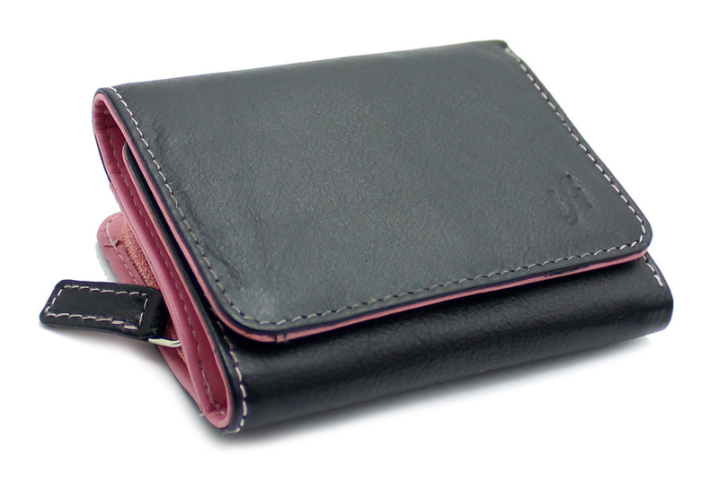 STARHIDE Ladies RFID Blocking Compact Genuine Leather Small Wallet With Zip Around Coin Pouch On The Side 5555