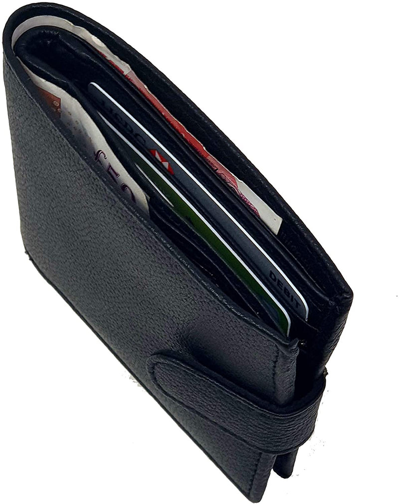 Gents Black RFID Wallet Genuine Leather Slim Bifold Style Zip Coin Pocket Cardholder Wallets Purse 345