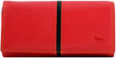 Morucha Long Flap Over Purse For Women Genuine Leather RFID Blocking Clutch Wallet M15 (Red & Black)