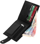 Gents Black RFID Wallet Genuine Leather Slim Bifold Style Zip Coin Pocket Cardholder Wallets Purse 345