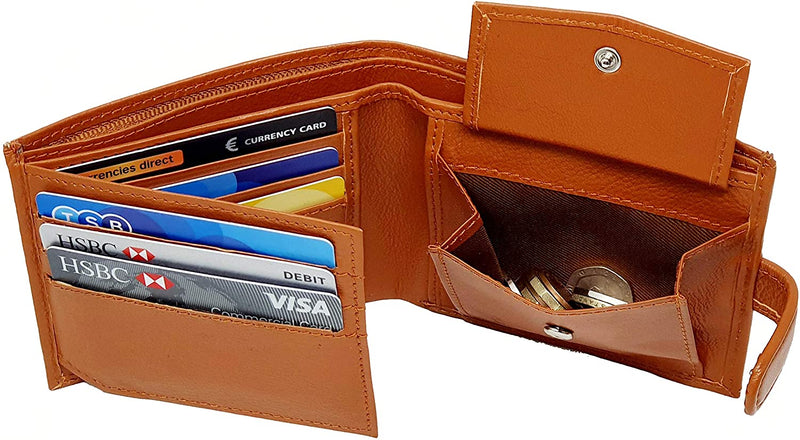 Man Wallet Genuine Leather RFID Safe Contactless Card Blocking ID Protection 895