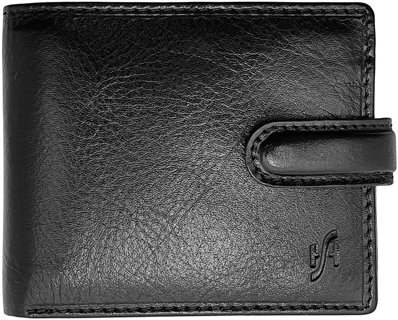 Starhide Essentials RFID Blocking Genuine Leather Billfold Wallets for Men with Zip Coin Pocket Gift Box 1100 (Black)