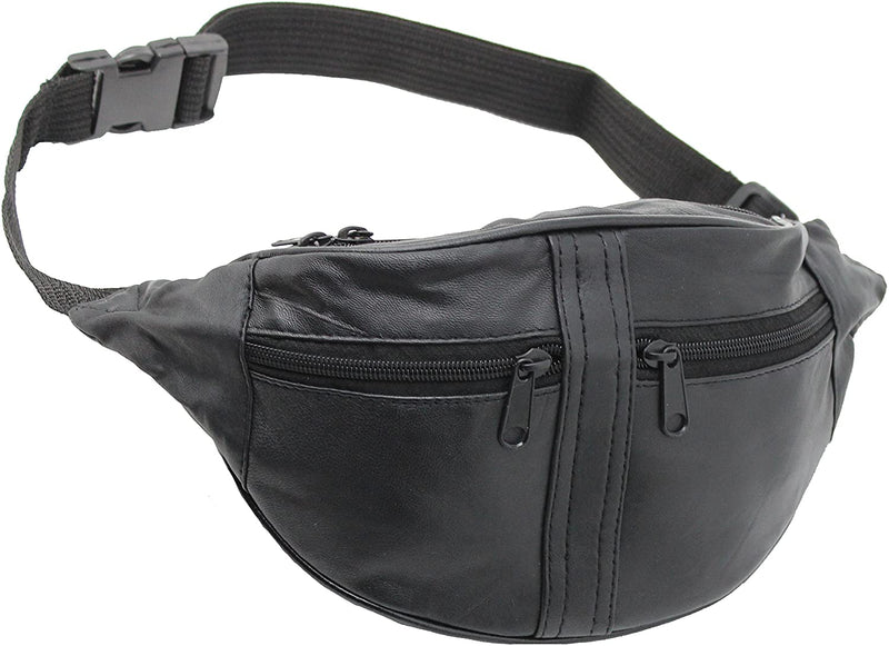 RAS Leather Travel Money Pouch Waist Bum Bag Adjustable Belt 1003 Black