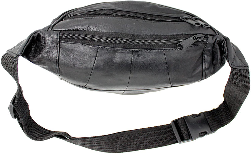 RAS Leather Travel Money Pouch Waist Bum Bag Adjustable Belt 1003 Black