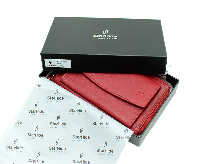 STARHIDE Women RFID Blocking Real Leather Full Zip Around Purse 5520