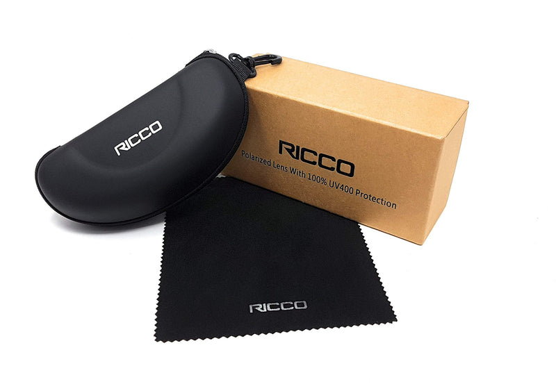 RICCO Eyewear Mirrored Lens Polarized UV 400 Protection Metal Frame Sunglasses With Zipped Cary Case And Cleaning Cloth MS1043