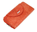 STARHIDE Womens RFID Blocking Embossed Floral Real Distressed Hunter Leather Purse 5570 (Red)