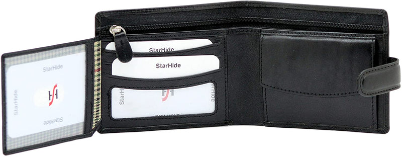 STARHIDE Mens RFID Blocking VT Leather Wallet Credit Card and Coin Holder 825