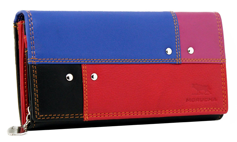 MORUCHA Women RFID Blocking Colorful Genuine Leather Long Clutch Wallet M05