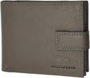 Morucha Mens RFID Blocking Wallets Real Leather Passcase Wallet with A Large Zip Around Coin Pocket M70 (Grey)
