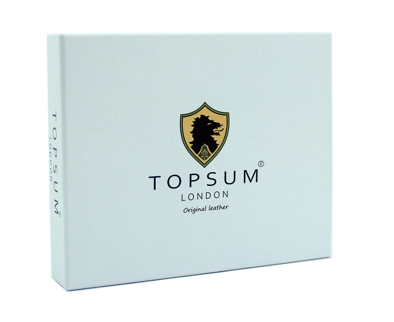 TOPSUM LONDON Mens RFID Blocking Soft Vt Leather Trifold Wallet With A Zipped Coin Pocket 4015