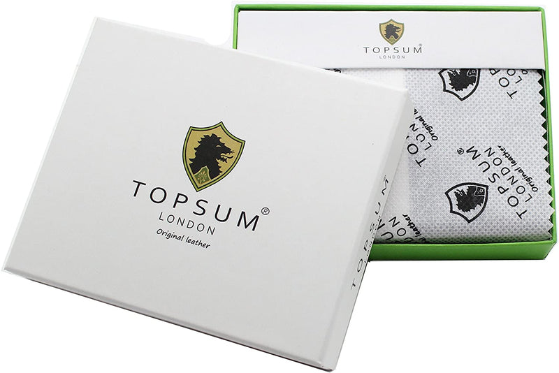 TOPSUM LONDON Mens Distressed Genuine Leather RFID Blocking Notecase Wallet with Flip Up Id Pocket 4021 Tan