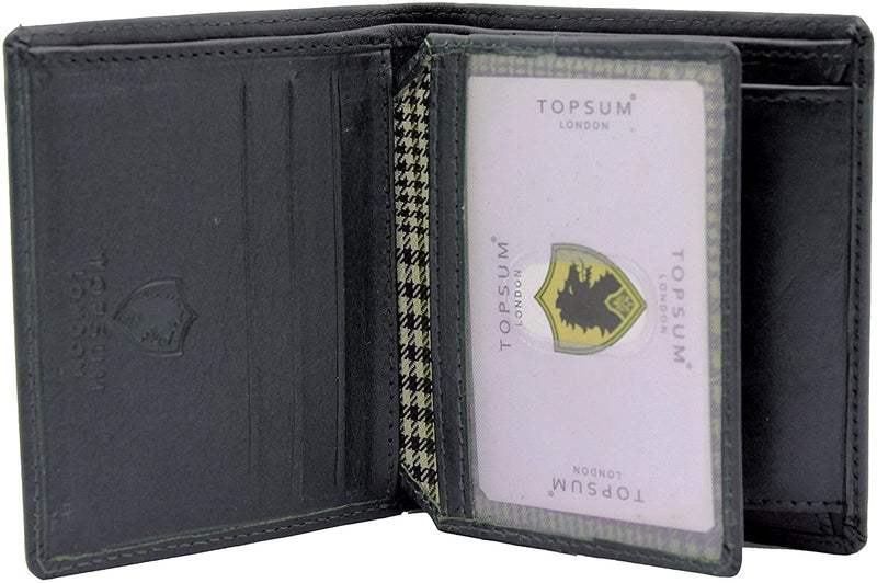 Topsum London Men Small Genuine Leather 6 Cards Wallet RFID Blocking Compact Coin Pocket Billfold Wallet Purse with Gift Box 4010