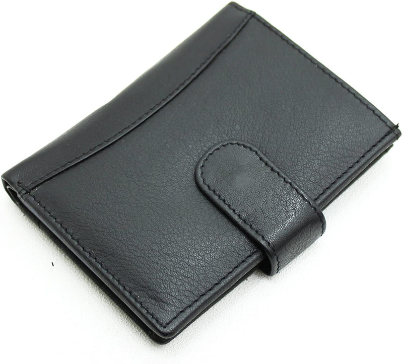 Genuine Soft Leather Compact Size 24 Credit Debit Card Holder Wallet In Black