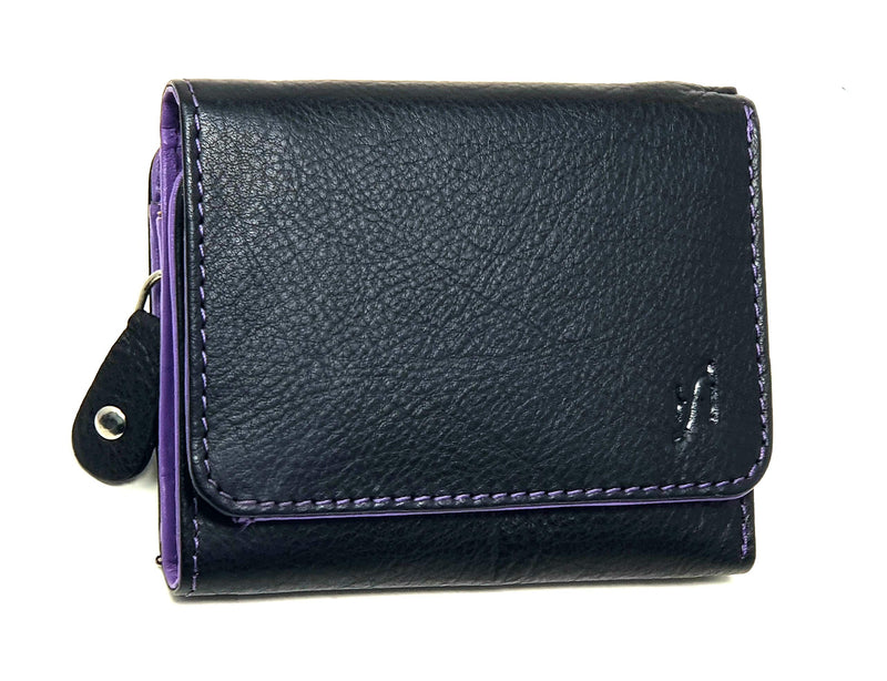 STARHIDE Ladies RFID Blocking Compact Genuine Leather Small Wallet With Zip Around Coin Pouch On The Side 5555
