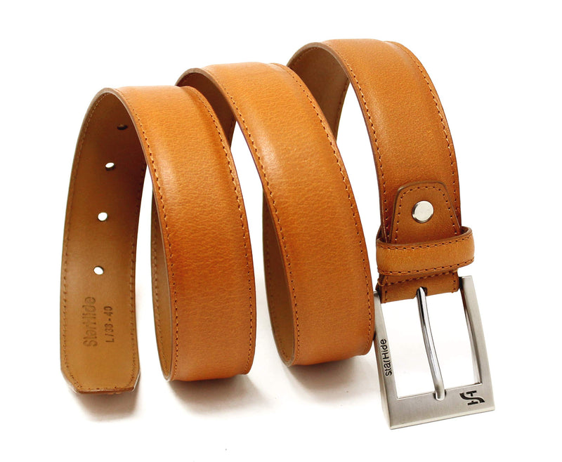 STARHIDE Mens Top Grain Genuine Leather Belts with Detachable Alloy Single Pin Buckle SB04