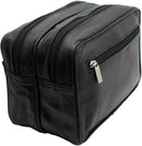 STARHIDE Mens Real Leather Multi Compartments Toiletry Overnight Wash Gym Shaving Bag with Grab Handle Strap Black 515